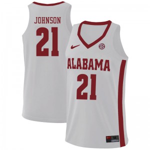 Mens Alabama Crimson Tide Britton Johnson #21 White Stitch Jerseys 420882-431