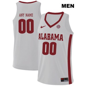 Men's Alabama Crimson Tide Custom #00 Stitch White Jerseys 442639-784