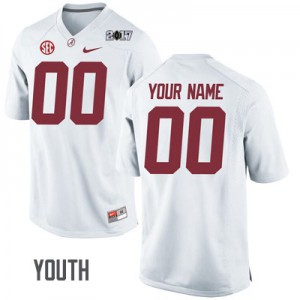 Youth Alabama Crimson Tide Custom #00 Playoff Stitched White Jersey 889351-823