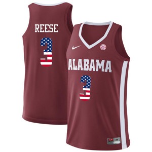 Mens Alabama Crimson Tide Alex Reese #3 USA Flag Fashion Player Crimson Jersey 752770-439