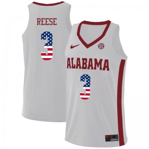 Mens Alabama Crimson Tide Alex Reese #3 USA Flag Fashion White Basketball Jersey 779022-186