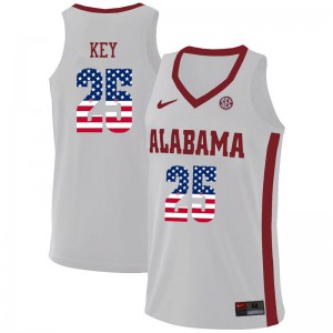 Men's Alabama Crimson Tide Braxton Key #25 NCAA White USA Flag Fashion Jersey 153989-206