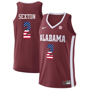 Mens Alabama Crimson Tide Collin Sexton #2 USA Flag Fashion High School Crimson Jersey 735296-561