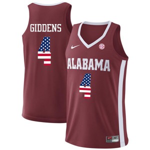 Mens Alabama Crimson Tide Daniel Giddens #4 USA Flag Fashion Crimson Alumni Jerseys 826782-853
