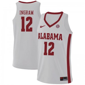 Men Alabama Crimson Tide Dazon Ingram #12 White Official Jerseys 959773-347
