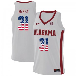 Men Alabama Crimson Tide Derrick McKey #31 USA Flag Fashion Embroidery White Jerseys 335214-800