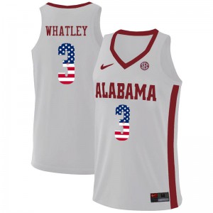 Men's Alabama Crimson Tide Ennis Whatley #3 White USA Flag Fashion Embroidery Jersey 990842-632