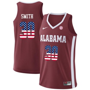 Men Alabama Crimson Tide Galin Smith #30 Crimson USA Flag Fashion College Jersey 578355-551