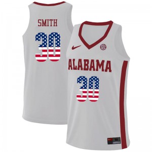 Men Alabama Crimson Tide Galin Smith #30 Stitch USA Flag Fashion White Jersey 479307-802