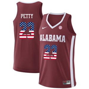Men Alabama Crimson Tide John Petty #23 Stitch USA Flag Fashion Crimson Jersey 990754-822