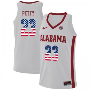 Men Alabama Crimson Tide John Petty #23 White USA Flag Fashion Stitched Jerseys 162139-987