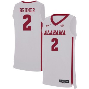 Men's Alabama Crimson Tide Jordan Bruner #2 White Basketball Jerseys 836282-777