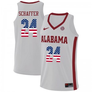 Mens Alabama Crimson Tide Lawson Schaffer #24 White USA Flag Fashion NCAA Jerseys 539416-711