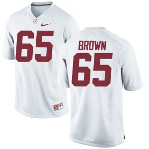 Men's Alabama Crimson Tide Deonte Brown #65 Authentic White University Jersey 429133-823