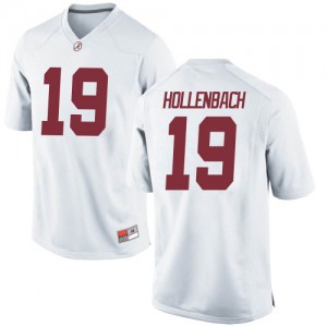 Mens Alabama Crimson Tide Stone Hollenbach #19 White Game Official Jersey 327667-542