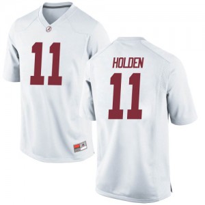Mens Alabama Crimson Tide Traeshon Holden #11 Alumni White Game Jerseys 271605-396