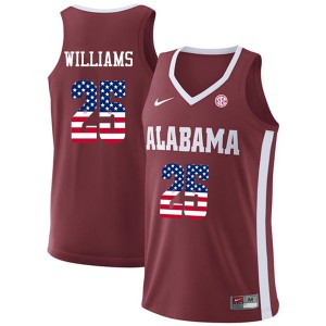 Mens Alabama Crimson Tide Mo Williams #25 Crimson USA Flag Fashion University Jerseys 121243-684