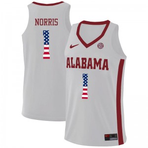 Men Alabama Crimson Tide Riley Norris #1 White USA Flag Fashion University Jerseys 449730-273