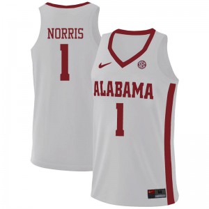 Men's Alabama Crimson Tide Riley Norris #1 White Embroidery Jerseys 645902-341