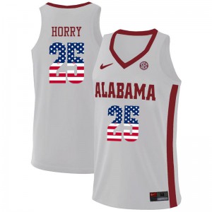 Mens Alabama Crimson Tide Robert Horry #25 USA Flag Fashion Basketball White Jerseys 839458-682
