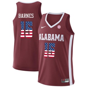 Men's Alabama Crimson Tide Tyler Barnes #15 NCAA USA Flag Fashion Crimson Jerseys 853388-221