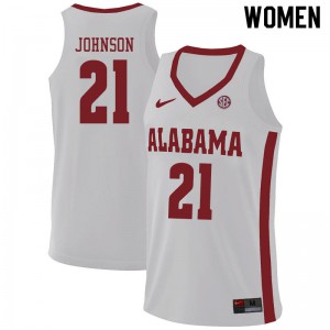 Women's Alabama Crimson Tide Britton Johnson #21 White NCAA Jersey 801940-383
