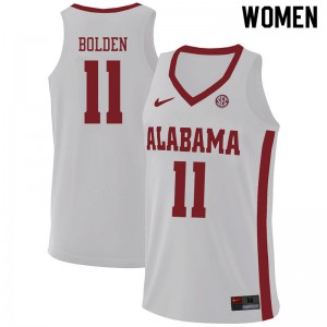 Women Alabama Crimson Tide James Bolden #11 White Stitched Jerseys 260906-169