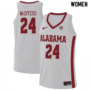 Women Alabama Crimson Tide Antonio McDyess #24 Basketball White Jersey 162306-893