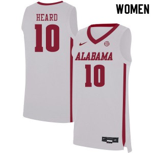 Womens Alabama Crimson Tide Delaney Heard #10 White Embroidery Jersey 930980-371