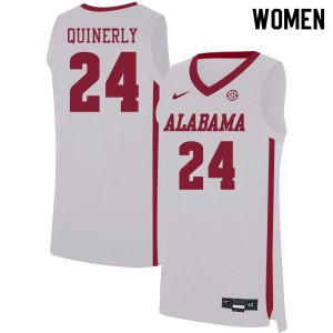 Womens Alabama Crimson Tide Jaden Quinerly #24 White Basketball Jerseys 961776-585