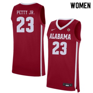 Women Alabama Crimson Tide John Petty Jr. #23 Basketball Crimson Jerseys 983612-848