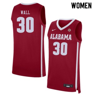 Womens Alabama Crimson Tide Kendall Wall #30 Crimson Official Jersey 496375-891