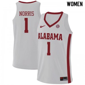 Women's Alabama Crimson Tide Riley Norris #1 White Basketball Jerseys 520340-536