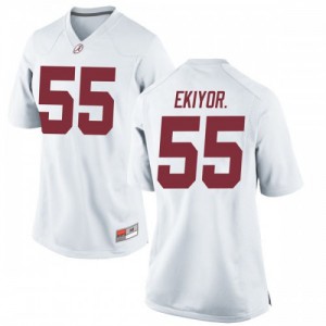 Womens Alabama Crimson Tide Emil Ekiyor Jr. #55 Official Game White Jerseys 233576-926