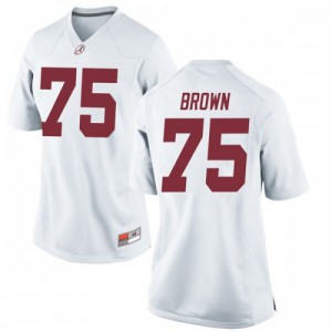 Women Alabama Crimson Tide Tommy Brown #75 NCAA Replica White Jersey 269018-504