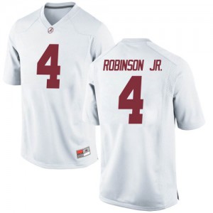 Youth Alabama Crimson Tide Brian Robinson Jr. #4 White Replica College Jerseys 429999-633