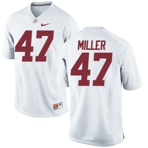 Youth Alabama Crimson Tide Christian Miller #47 White Game Embroidery Jersey 309416-993