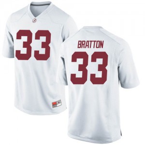Youth Alabama Crimson Tide Jackson Bratton #33 White Replica Player Jersey 255107-748