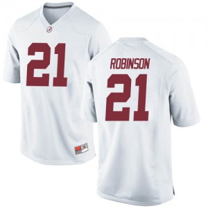 Youth Alabama Crimson Tide Jahquez Robinson #21 White Replica Player Jersey 243814-392