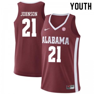 Youth Alabama Crimson Tide Britton Johnson #21 Crimson Embroidery Jerseys 597260-383