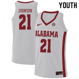 Youth Alabama Crimson Tide Britton Johnson #21 University White Jerseys 300618-927