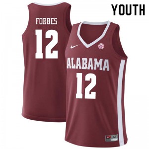 Youth Alabama Crimson Tide Jaylen Forbes #12 College Crimson Jersey 347496-342