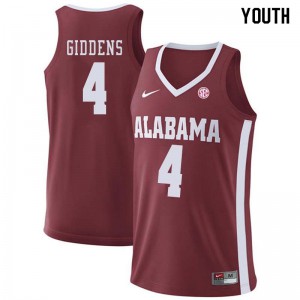 Youth Alabama Crimson Tide Daniel Giddens #4 Embroidery Crimson Jerseys 674973-207