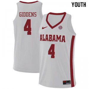 Youth Alabama Crimson Tide Daniel Giddens #4 Stitched White Jersey 708535-515