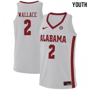 Youth Alabama Crimson Tide Gerald Wallace #2 Embroidery White Jerseys 625967-539
