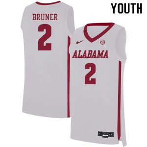 Youth Alabama Crimson Tide Jordan Bruner #2 White NCAA Jersey 332023-603