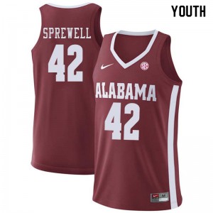 Youth Alabama Crimson Tide Latrell Sprewell #42 High School Crimson Jersey 319732-993