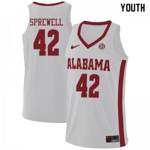 Youth Alabama Crimson Tide Latrell Sprewell #42 NCAA White Jerseys 177880-582