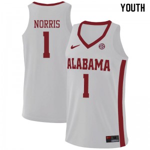 Youth Alabama Crimson Tide Riley Norris #1 Stitch White Jersey 659761-381