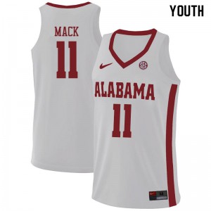 Youth Alabama Crimson Tide Tevin Mack #11 White Embroidery Jersey 934394-122